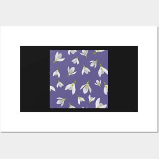 Oxfordshire Snowdrops Repeat Pattern Posters and Art